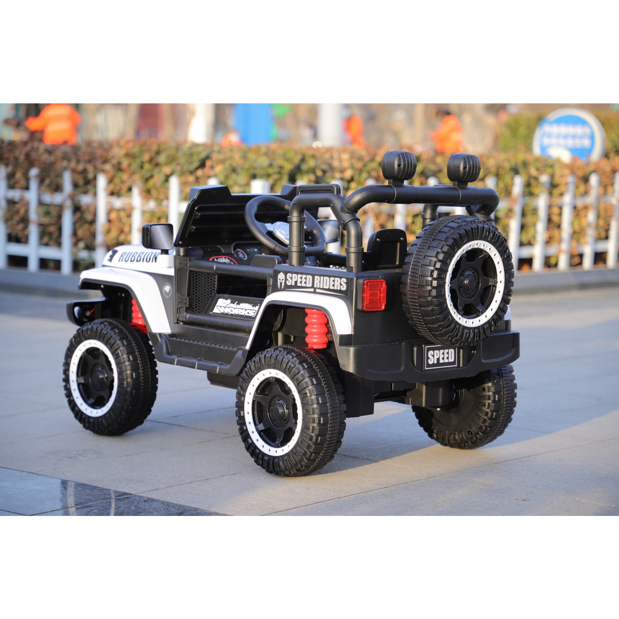 Mașină Electrică pentru Copii, Flippy, Off-Road, Conectare Bluetooth, telecomandă, Tracțiune Integrală, Lumina Intermitenta, Baterie 12V 7Ah, 120x63x68cm, Alb-4