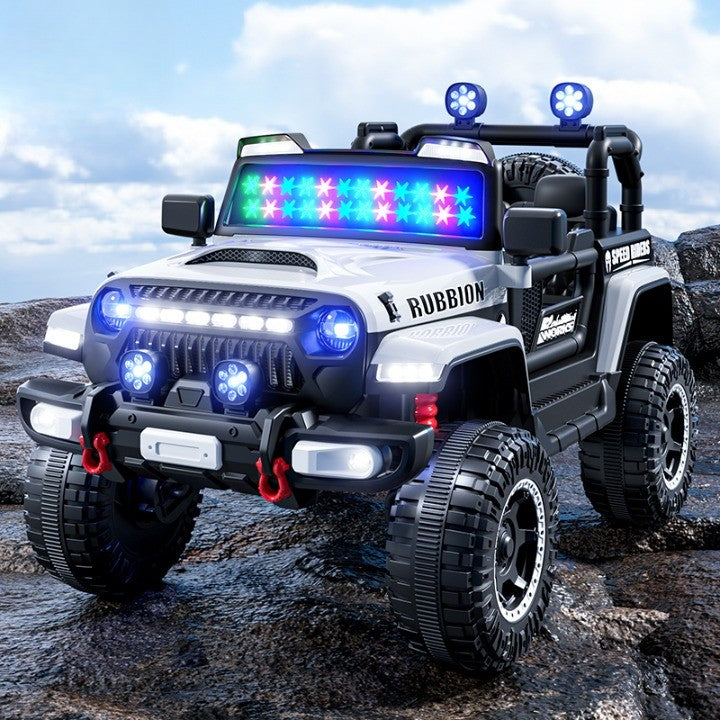 Mașină Electrică pentru Copii, Flippy, Off-Road, Conectare Bluetooth, telecomandă, Tracțiune Integrală, Lumina Intermitenta, Baterie 12V 7Ah, 120x63x68cm, Alb-5