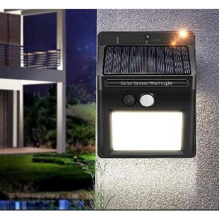 Lampa cu incarcare solara si senzor de miscare pentru exterior, 64 LED cu distanta de inductie, montaj pe perete, fara cabluri, Flippy-2