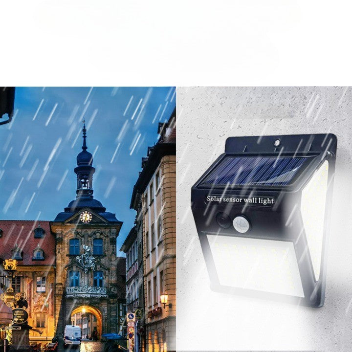 Lampa cu incarcare solara si senzor de miscare pentru exterior, 64 LED cu distanta de inductie, montaj pe perete, fara cabluri, Flippy-3