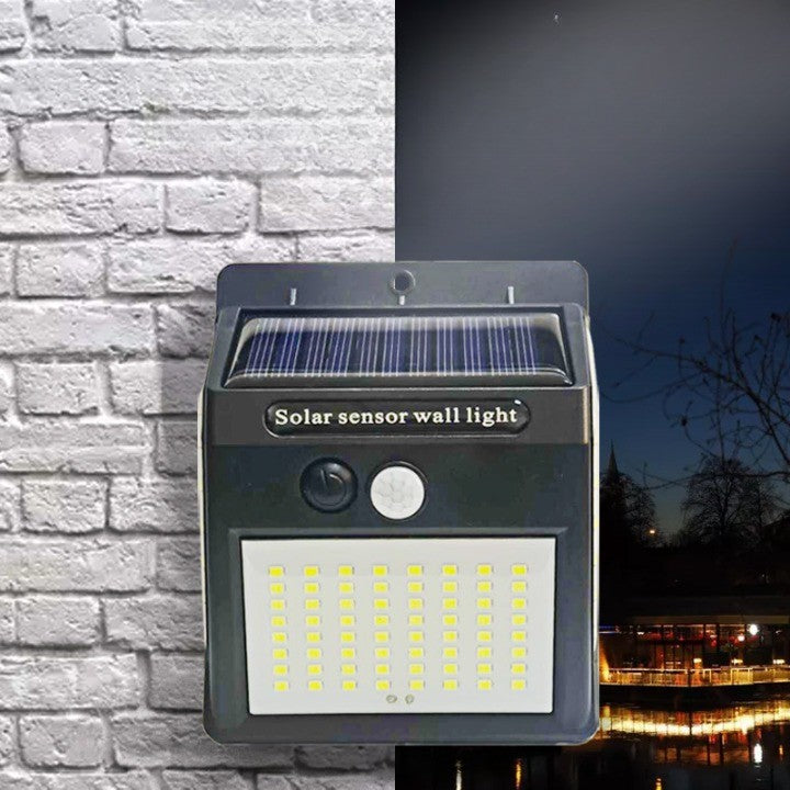 Lampa cu incarcare solara si senzor de miscare pentru exterior, 64 LED cu distanta de inductie, montaj pe perete, fara cabluri, Flippy-5