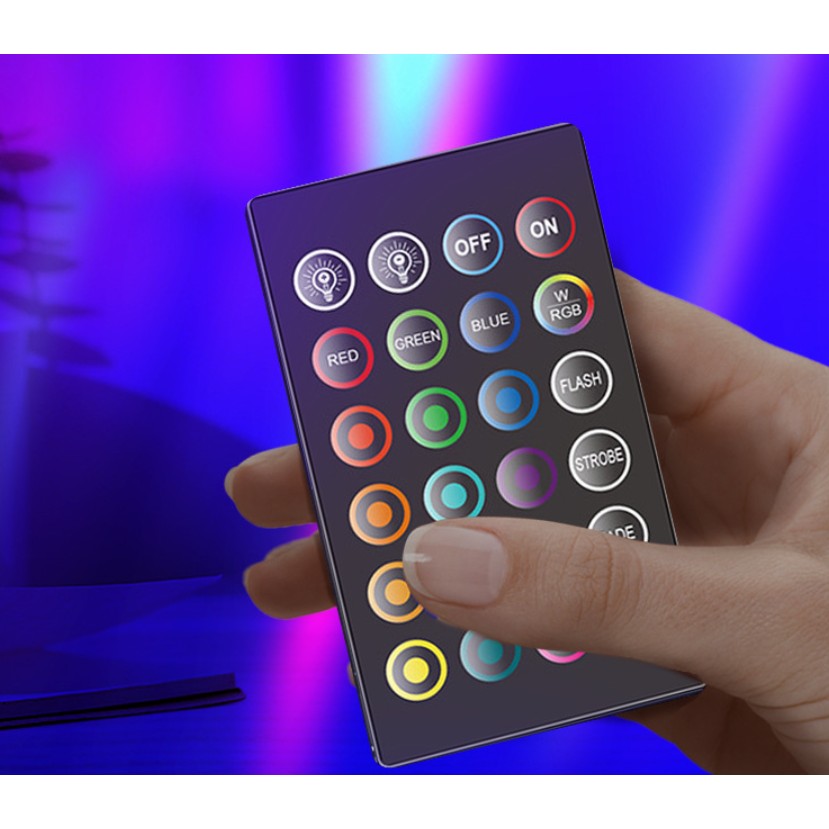 Lampa de Birou, Flippy, RGB Colorat, 14 LED, Putere 5V, Telecomanda cu 24 de Taste, Cablu USB, Negru, 25.5x4x3.5cm-1