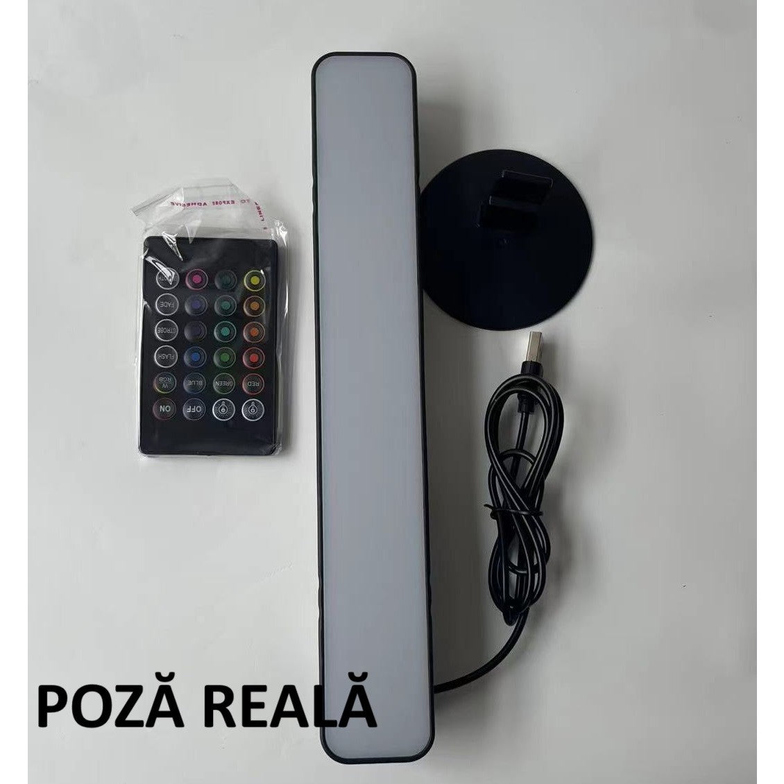 Lampa de Birou, Flippy, RGB Colorat, 14 LED, Putere 5V, Telecomanda cu 24 de Taste, Cablu USB, Negru, 25.5x4x3.5cm-9
