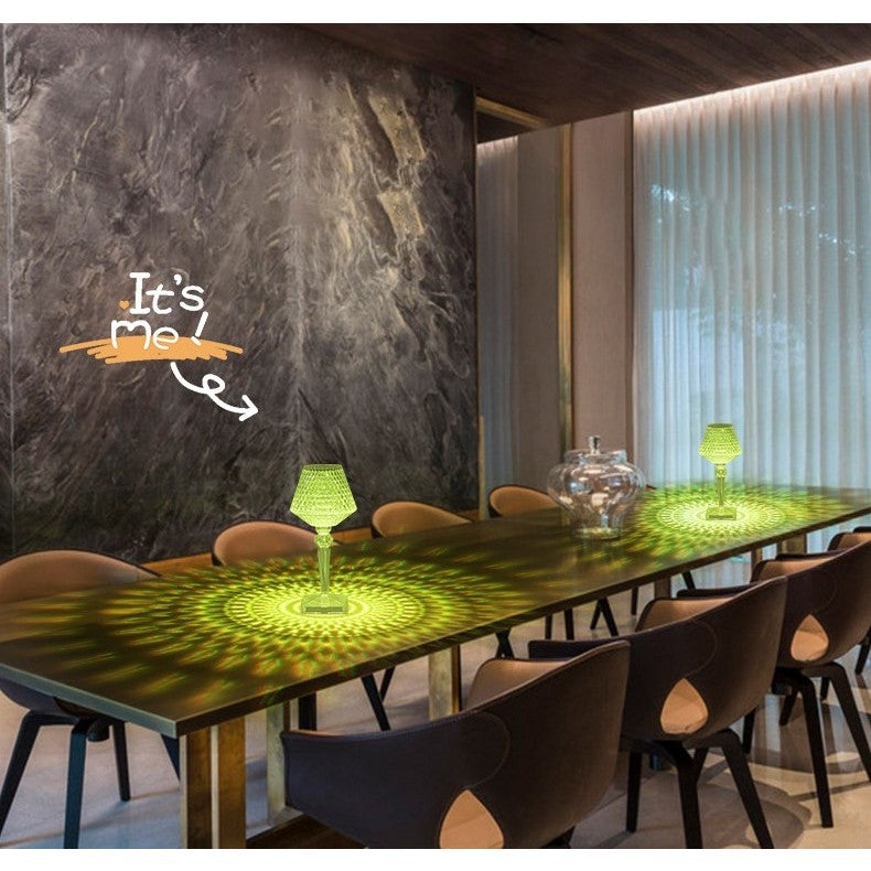 Lampa de birou pe LED RGB 16, Flippy, dimmer tactil, 3 nivele de intensitate, incarcare USB, 3W, Cristal Acrilic, cu telecomanda, forma pahar, transparent-7