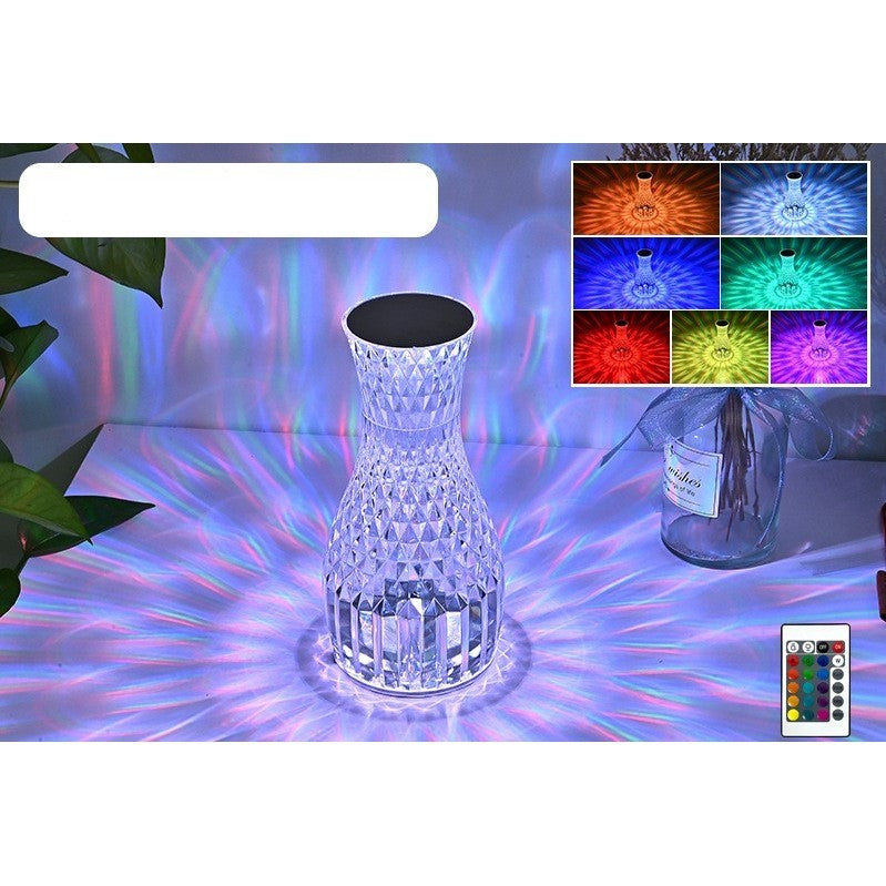 Lampa de birou pe LED RGB 16, Flippy, dimmer tactil, 3 nivele de intensitate, incarcare USB, 3W, Cristal Acrilic, 20x12 cm, cu telecomanda, forma vaza, transparent-4