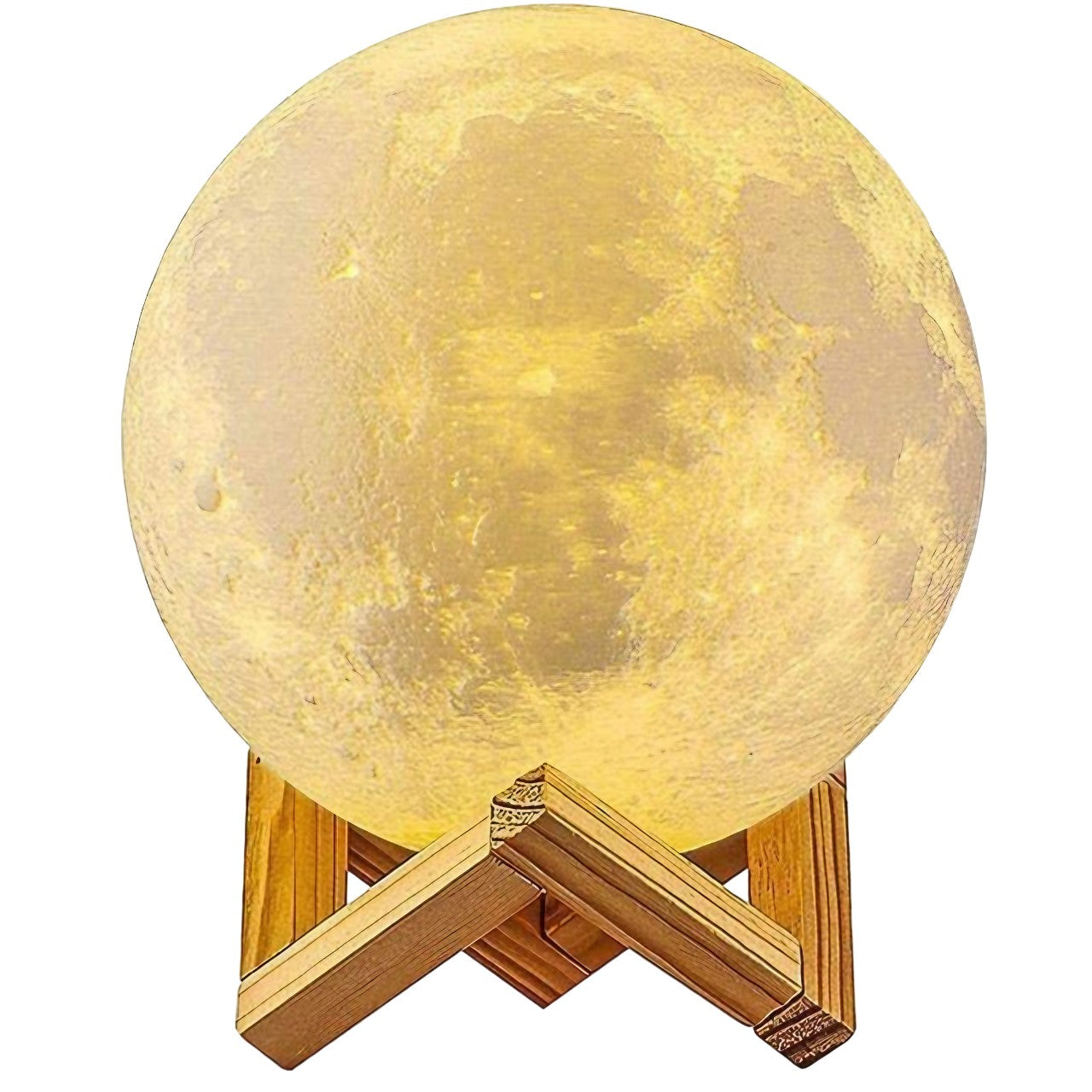 Lampa de veghe in forma de luna cu stele 3D Moon Light, Acumulator integrat, alimentare USB, stand din plastic inclus, 13 cm, 16 culori, Multicolor, Telecomanda inclusa, Flippy-0