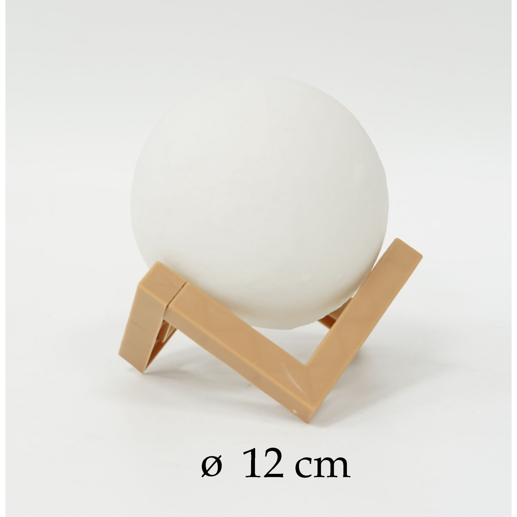 Lampa de veghe luna 3D Moon Light, lumina LED alb cald, alimentare baterii, fara acumulator, stand din plastic inclus, 12 cm, Flippy-7