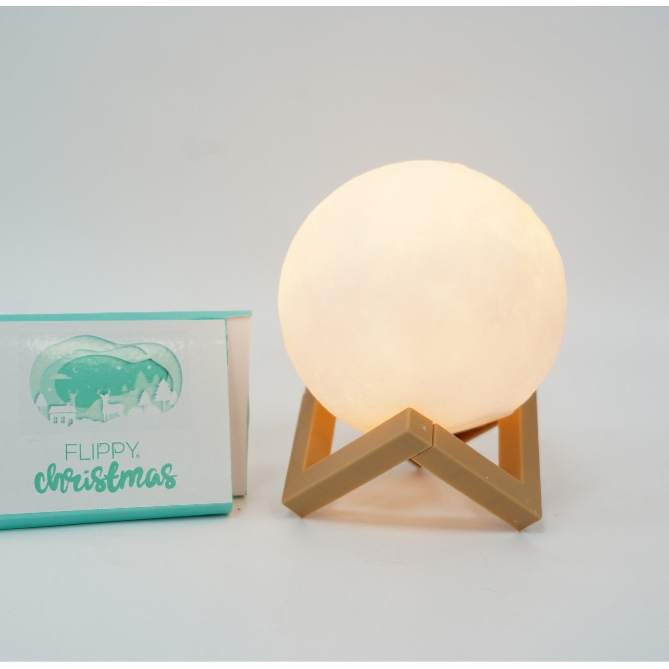 Lampa de veghe luna 3D Moon Light, lumina LED alb cald, alimentare baterii, fara acumulator, stand din plastic inclus, ø 10 cm, Flippy-8