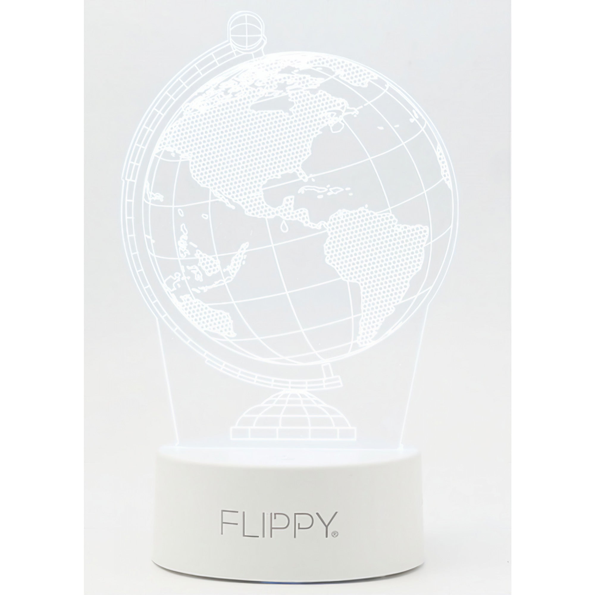 Lampa LED decorativa, Flippy, 3D, Globul Pamantesc, doua moduri de alimentare USB si baterii, 20 cm inaltime, din material acril si lumina multicolora, alb-5