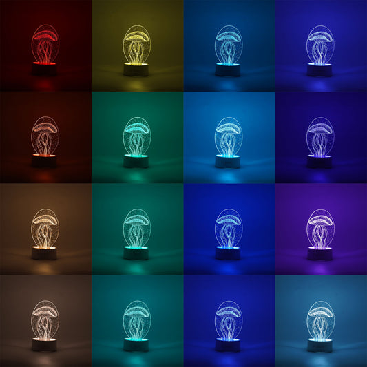 Lampa LED decorativa, Flippy, 3D, Meduza, din material acril si lumina multicolora, alb-1