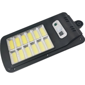 Lampa Solara De Exterior LED Flippy, 36 cm x 11.5 cm, kit montare inclus, 2880 Lumeni 120 COB LED 24 W - echivalent 192 W bec incadescent, IP65, Senzor de Miscare, 3 moduri de iluminare, Senzor de Lumina, 12 Grile, Alb Rece-0