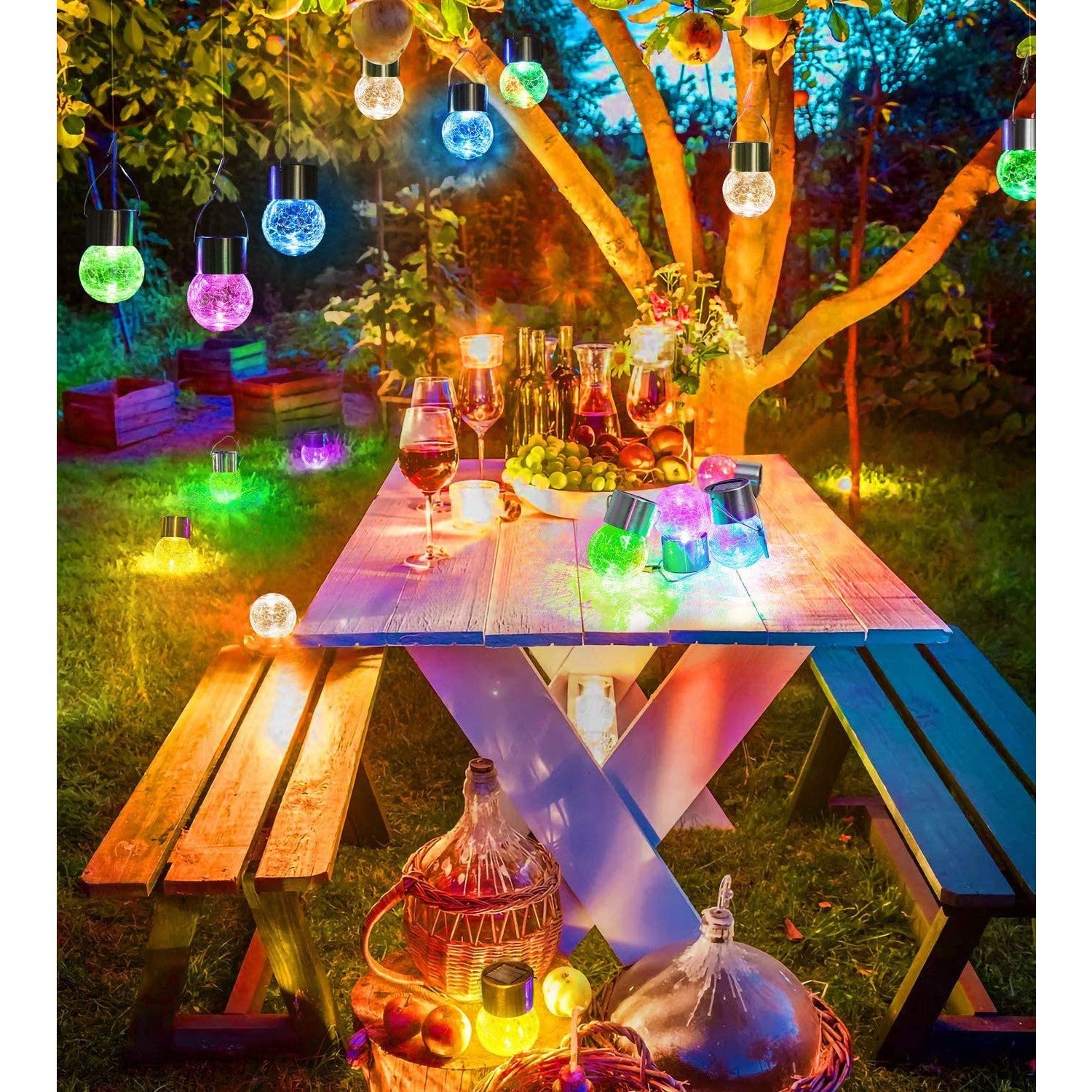 Lampa Solara Flippy, LED, Tip Candelabru Mic, Cu Bila Din Sticla Crapata, Exterioara, Impermeabila, Iluminare 6-12 H, Multicolor-2