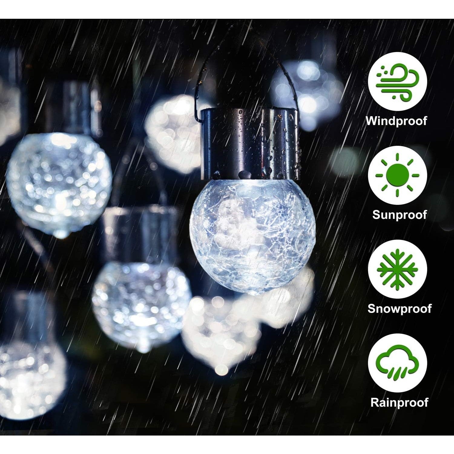 Lampa Solara Flippy, LED, Tip Candelabru Mic, Cu Bila Din Sticla Crapata, Exterioara, Impermeabila, Iluminare 6-12 H, Alb-4