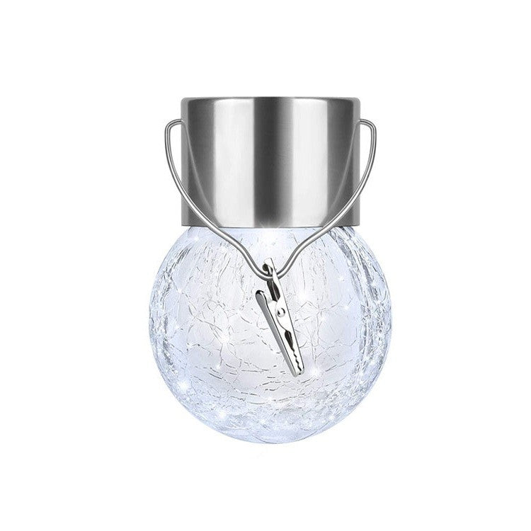 Lampa Solara Flippy, LED, Tip Candelabru Mic, Cu Bila Din Sticla Crapata, Exterioara, Impermeabila, Iluminare 6-12 H, Alb-0