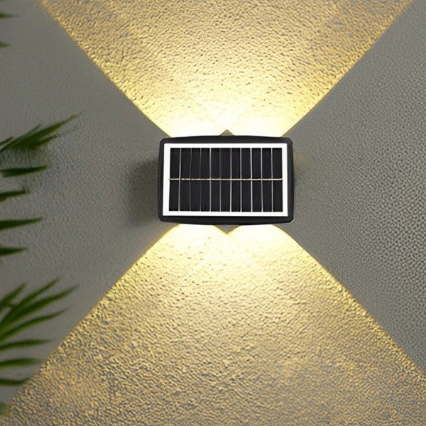 Lampa solara LED bidirectionala dreptunghiulara pentru perete Flippy, 20.5x10 cm, 6 LED-uri, 5.5V, ABS, 500mAh, rezistent la apa IP65, alb cald-4