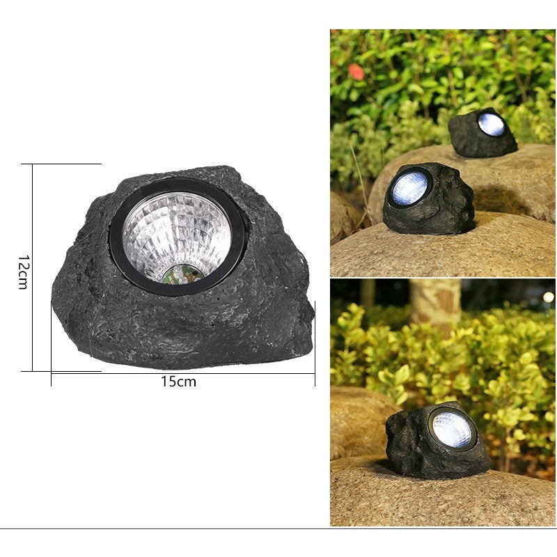 Lampa solara LED decorativa pentru gradina Flippy, imitatie piatra, lumina puternica 4 LED-uri, 12 x 15 cm, material ABS, baterie Ni-MH, 600 mAh, panou solar 2V, lumina alb rece, gri-2