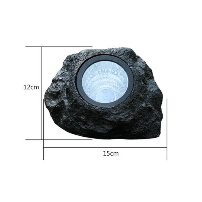 Lampa solara LED decorativa pentru gradina Flippy, imitatie piatra, lumina puternica 4 LED-uri, 12 x 15 cm, material ABS, baterie Ni-MH, 600 mAh, panou solar 2V, lumina alb rece, gri-5