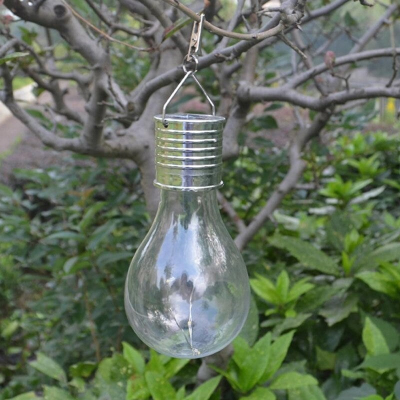 Lampa Solara LED Decorativa sub forma de Bulb, pentru exterior, suspendata, IP65, Ultron Transparent, lumina rece, Flippy-6