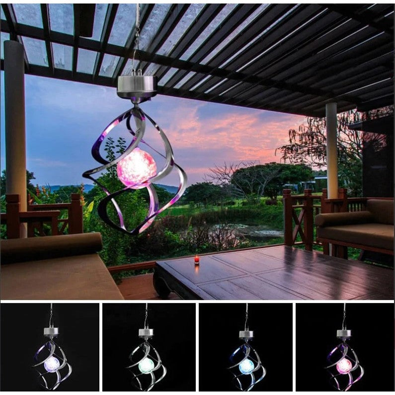 Lampa solara LED RGB spirala pentru gradina/terasa Flippy, se roteste de la vant, 35 x 5.5 cm, rezistenta la apa, 2V, 600 mAh, multicolor-1