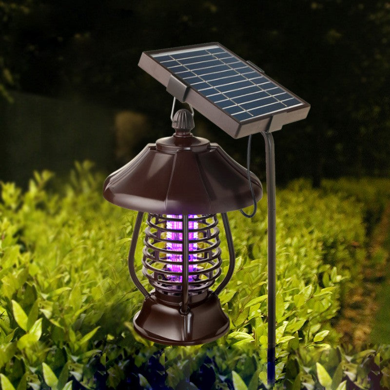 Lampa solara pentru gradina, anti-insecte, tantari, muste, UV, LED, material ABS, putere 5W, 1.2 V, autonomie 8 ore, 2 moduri de functionare, IP65, electric shock 380 volti, 30 x 19.5 cm, maro-2