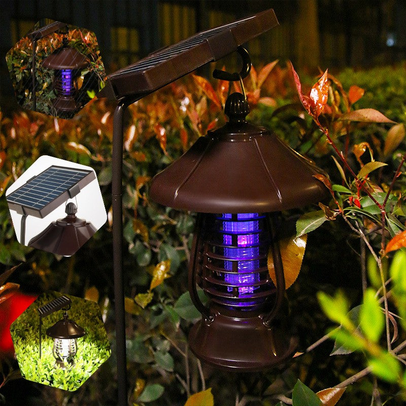 Lampa solara pentru gradina, anti-insecte, tantari, muste, UV, LED, material ABS, putere 5W, 1.2 V, autonomie 8 ore, 2 moduri de functionare, IP65, electric shock 380 volti, 30 x 19.5 cm, maro-3