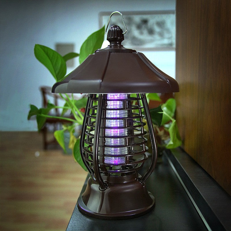 Lampa solara pentru gradina, anti-insecte, tantari, muste, UV, LED, material ABS, putere 5W, 1.2 V, autonomie 8 ore, 2 moduri de functionare, IP65, electric shock 380 volti, 30 x 19.5 cm, maro-6