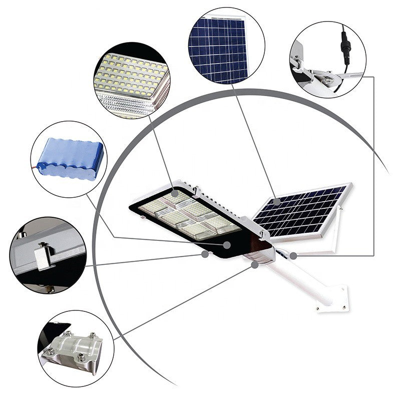 Lampa solara stradala Flippy, IP65, senzor de lumina, 100 LED-uri SMD, 7200 lm, panou 12W, putere 80W, autonomie 12-16 ore, telecomanda, montare prin fixare, pentru strada sau gradina, finisaj lucios, material ABS, 38.6 x 13.3 x 6.5 cm, lumina a-6
