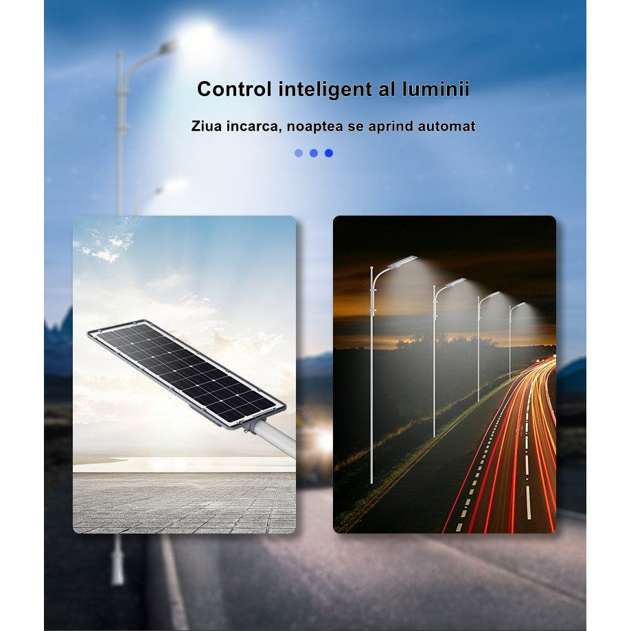 Lampa solara stradala Flippy, IP65, senzor de lumina, 306 LED-uri SMD, 3000 lm, panou 40W, putere 300W, autonomie 12-16 ore, telecomanda, montare prin fixare, pentru strada sau gradina, finisaj mat, material ABS, 70.3 x 36.5 x8.7 cm, lumina alb-5