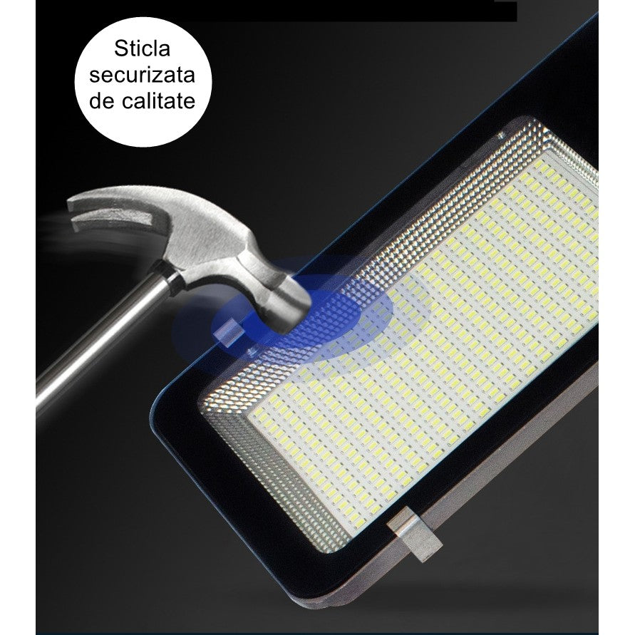 Lampa solara stradala Flippy, pentru curte sau strada, finisaj lucios, rezistent la apa, montare prin fixare, senzor lumina, baterie de litiu, IP65, lumina rece, putere 200W, autonomie 10 ore, 49 x 21 x 6.5 cm, negru-4