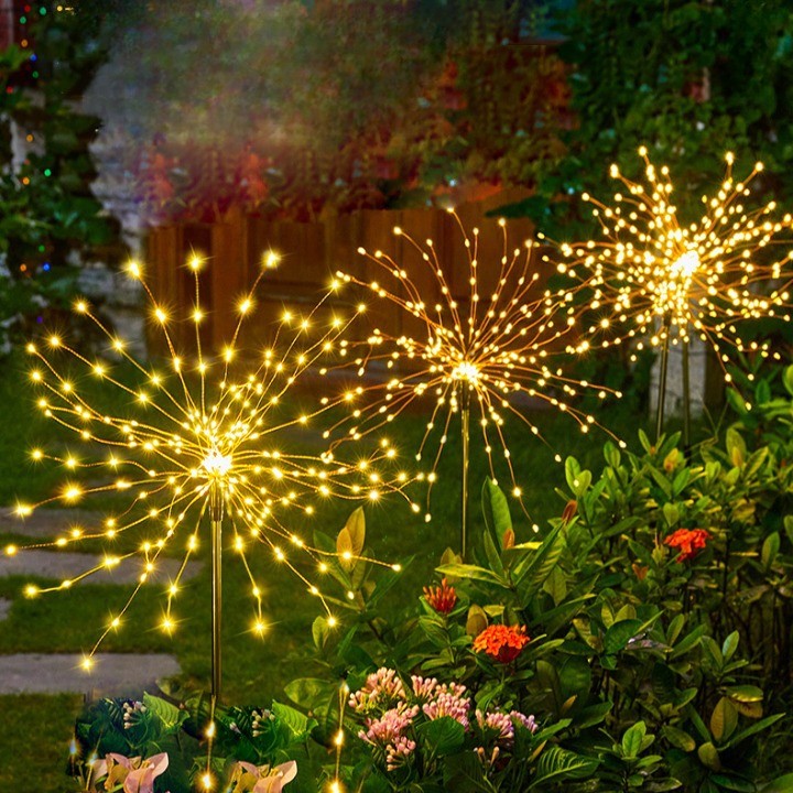 Lampa solara sub forma de artificii, 120 LED-uri, alb cald, Flippy-10