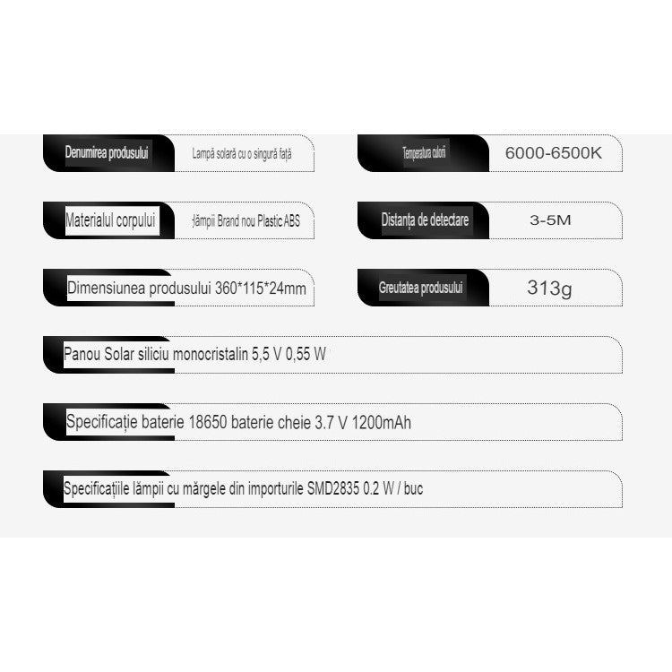 Lampa Solara De Exterior LED Flippy, 36 cm x 11.5 cm, 2400Lumeni 100 COB LED 20 W - echivalent 160 W bec incadescent, IP65, Senzor de Miscare, Senzor de Lumina, 1 Grila, Alb Rece-1