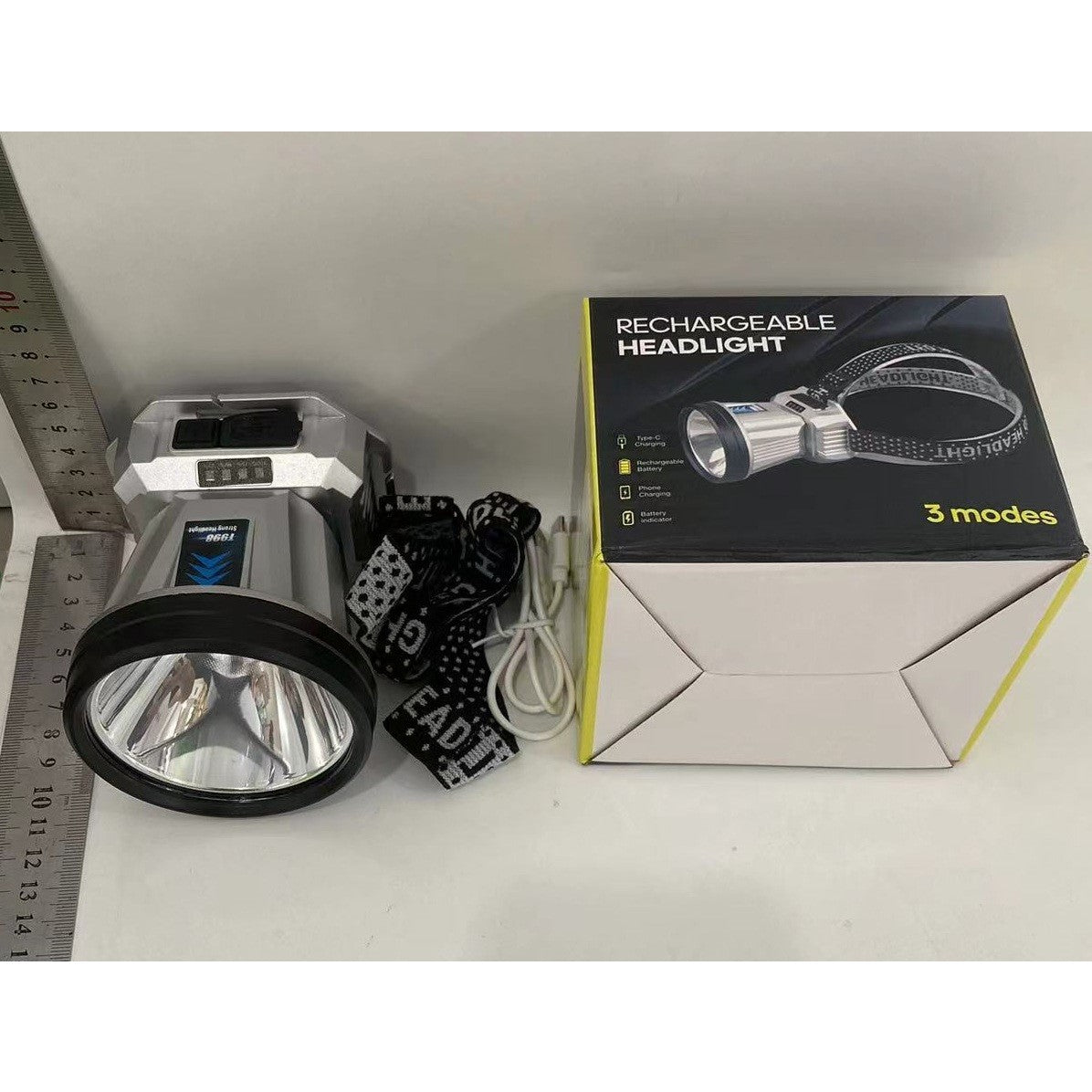 Lanterna Power Bank LED, cu Suport pentru Cap, Încărcare USB, Rază 100–200m, 5W, 3 Trepte de Lumină, Afișaj Baterie