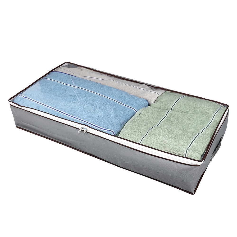 Husa de Depozitare, Flippy, Intrebuintare Multipla, Pliabila, cu Fermoar Bidirectional si Fereastra Deasupra Transparenta, Manere Laterale, Lavabila, 100x50x15 cm, Gri-4