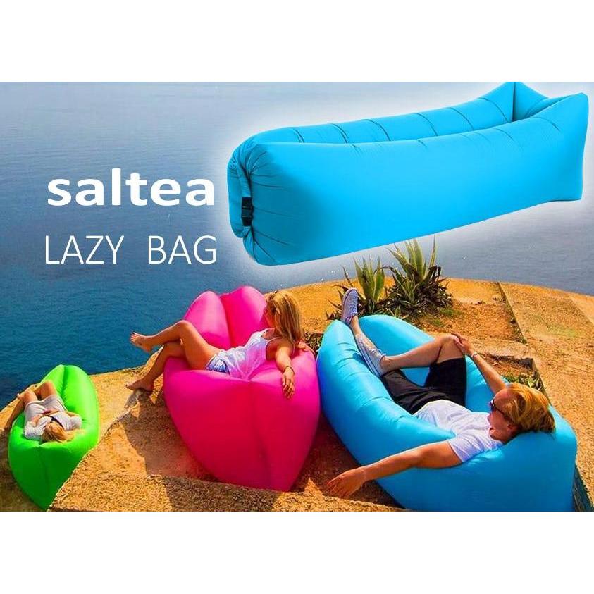 Saltea Autogonflabila "Lazy Bag" tip sezlong, 230 x 70cm, culoare Bleumarin, pentru camping, plaja sau piscina-3