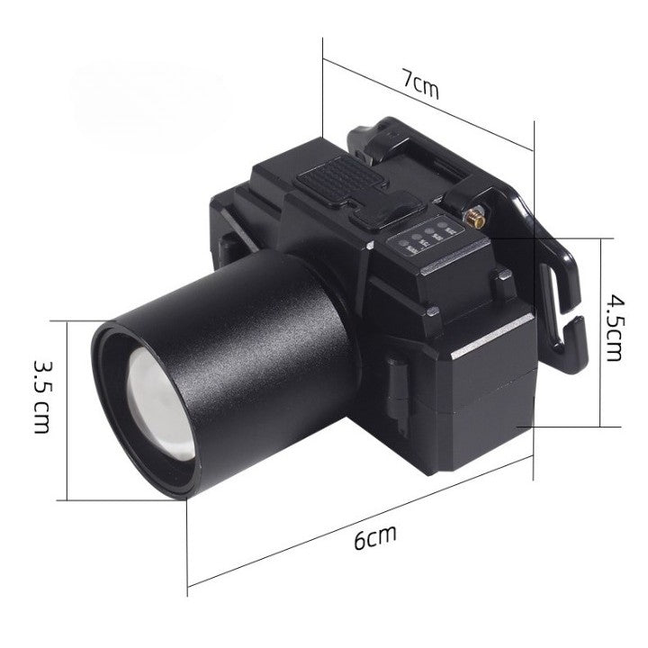 Lanterna LED de Montat pe Cap, Flippy, cu Raza Lunga de Zoom, Far Telescopic, Reglabil, Rezistent la Apa, pentru Pescuit in Aer Liber, Camping, Lumina Puternica, Lanterna, 7x4.5x6 cm, Negru-3