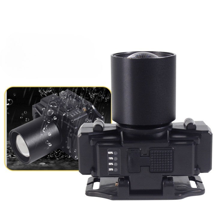 Lanterna LED de Montat pe Cap, Flippy, cu Raza Lunga de Zoom, Far Telescopic, Reglabil, Rezistent la Apa, pentru Pescuit in Aer Liber, Camping, Lumina Puternica, Lanterna, 7x4.5x6 cm, Negru-6