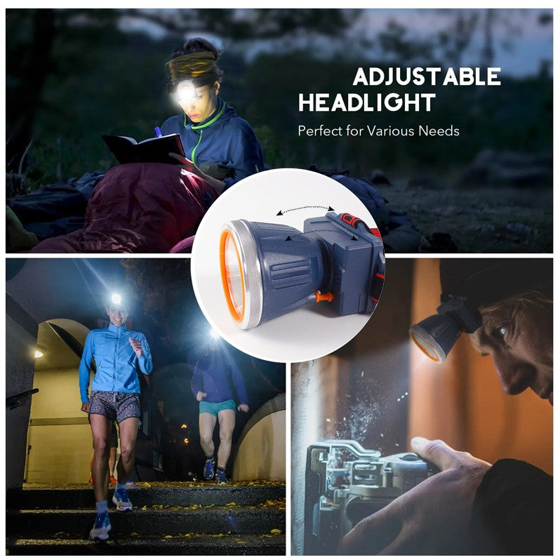 Lanterna LED de Montat pe Cap, Flippy, cu Raza Lunga de Zoom, Reincarcabila USB, Far Telescopic, Rezistent la Apa, Reglabil, pentru Pescuit in Aer Liber, Camping, Lumina Puternica, Lanterna, 7.5x5.8x5.5 cm, Albastru-6