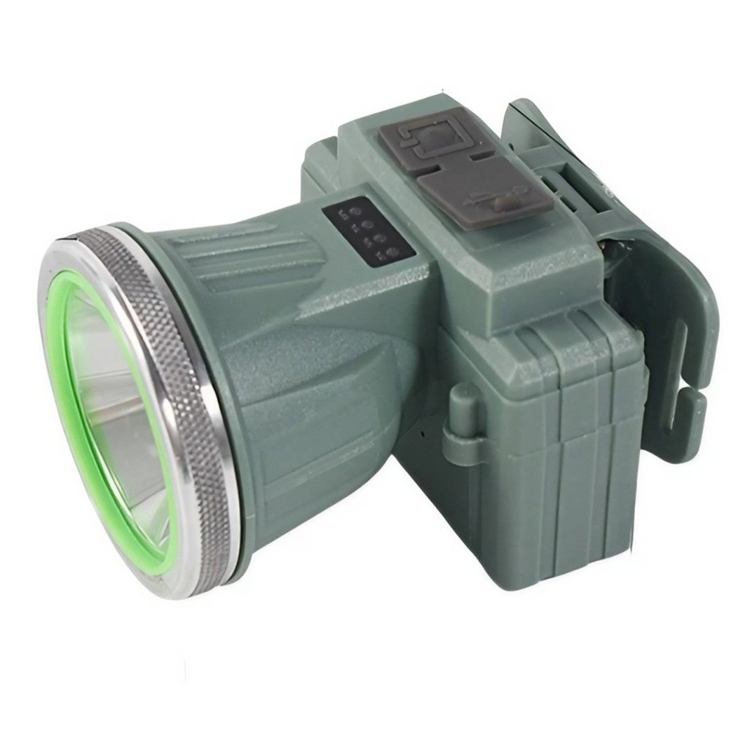 Lanterna LED de Montat pe Cap, Flippy, cu Raza Lunga de Zoom, Reincarcabila USB, Far Telescopic, Rezistent la Apa, Reglabil, pentru Pescuit in Aer Liber, Camping, Lumina Puternica, Lanterna, 8.6x7.5x6.5cm, Verde Deschis-0