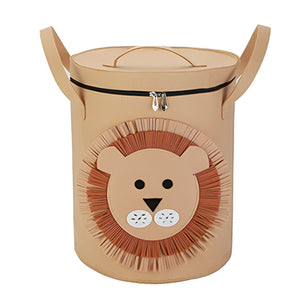 Cutie de Depozitare 2In1, Flippy, Impermeabila, Covor pentru Jucarii si Lego 150cm, Capacitate Mare, cu Manere, cu Sfori, Inaltime 40cm, Model Leu, Maro-0