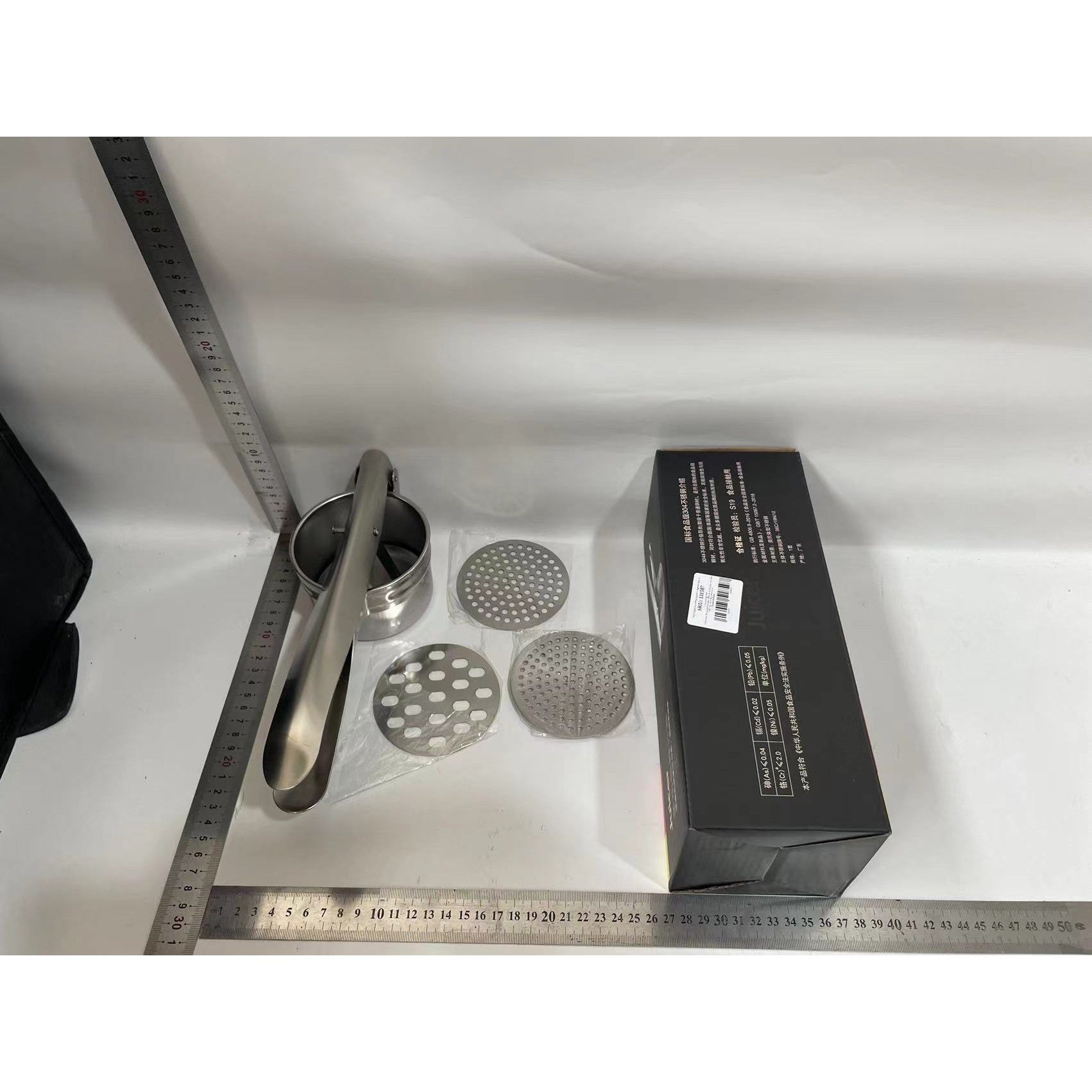 Presa pentru Fructe si Legume, Flippy, Zdrobitor Manual, Inox, 3 Discuri Interschimbabile, Usor de Stors si de Curatat, Ergonomic, Argintiu-1