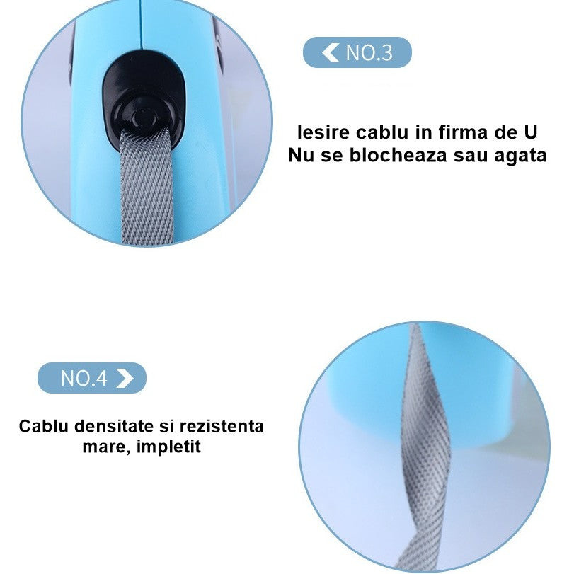 Lesa Automata Retractabila, Flippy, pentru Caini, 3m, 20 kg, ABS, Verde/Bleu, 8x12x4 cm-2