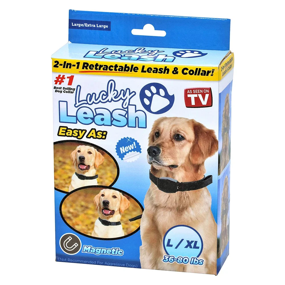 Lesa retractabila pentru caini cu zgarda corectoare, Lucky Leash L/XL