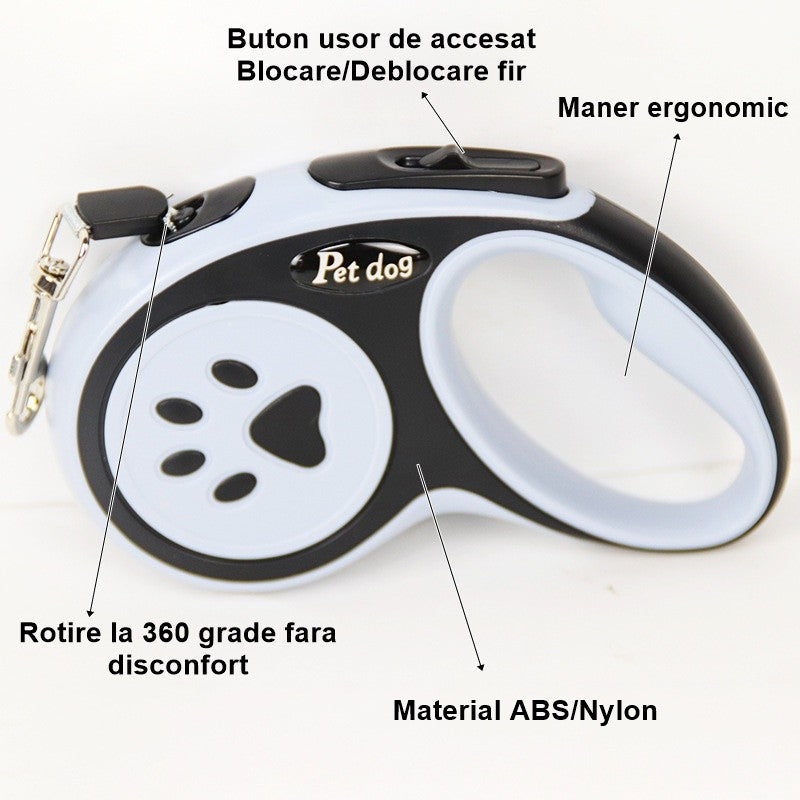 Lesa Automata Retractabila, Flippy, pentru Caini, 3m, 20 kg, ABS, Negru/Bleu, 8x12x4 cm-2