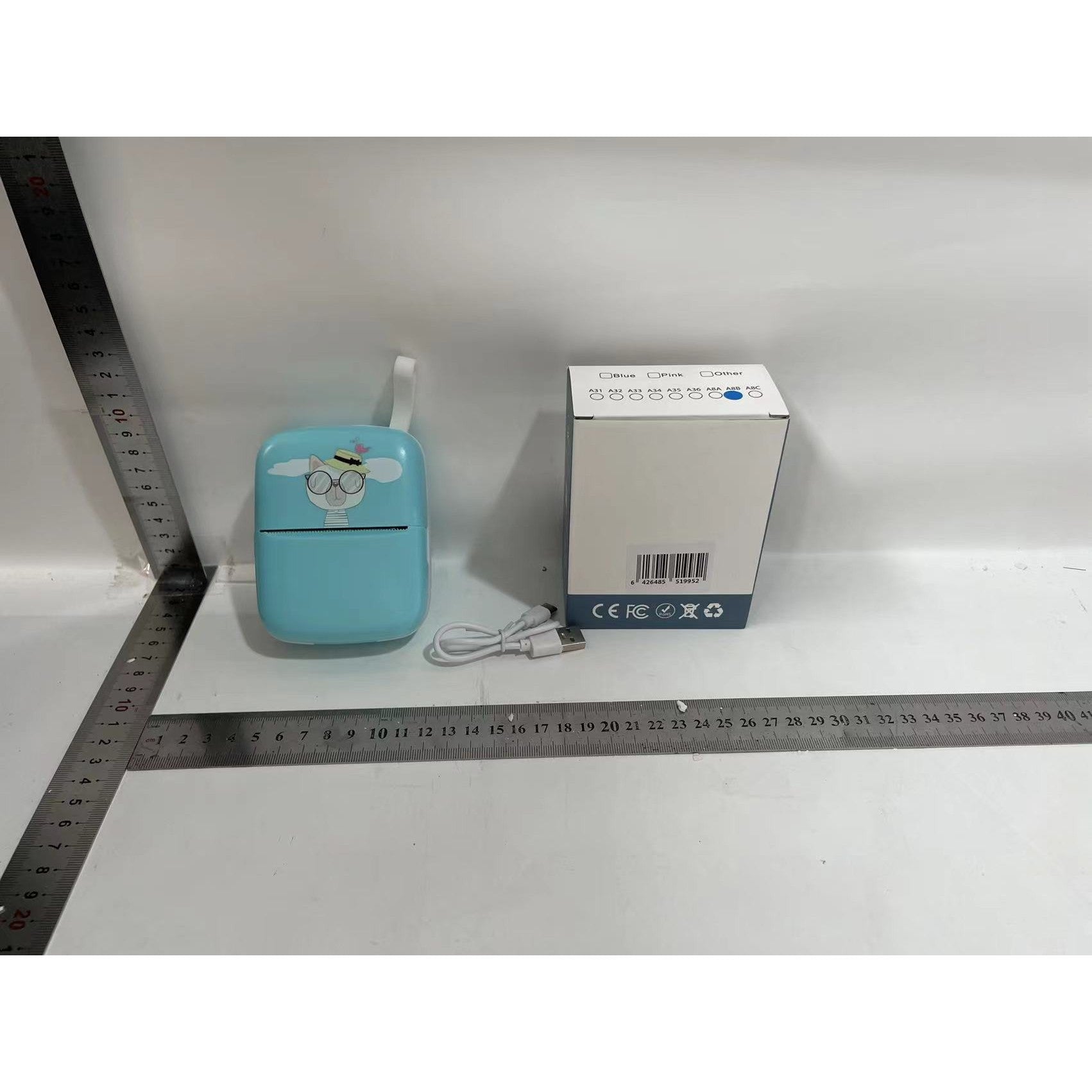 Mini Imprimanta Foto Portabila, Flippy, Incarcare USB, Bluetooth, Model Pisica, Albastru-1