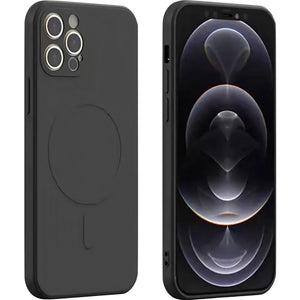 Husa protectie Flippy compatibila cu iPhone 14, Liquid MagSafe, ring-shaped, magnetica, Negru-0
