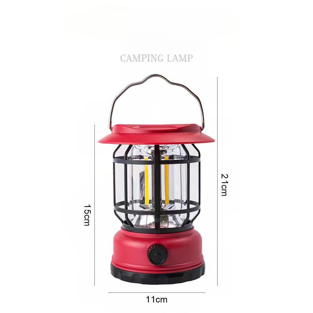 Lampa portabila camping, Felinar Vintage, ABS, Iluminare 30 COB LED, Intensitate reglabila, Acumulator inclus, Incarcare Solara si USB, 5W, Flippy, Rosu-4
