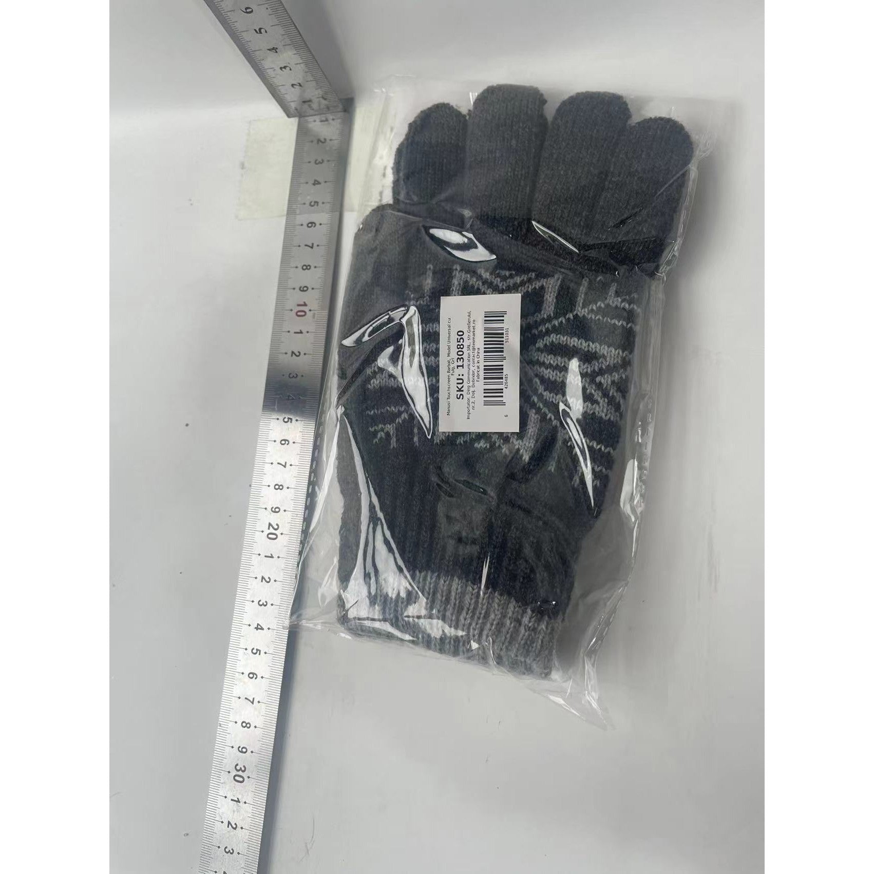 Manusi Touchscreen Barbat, Model Universal cu Fulg, Gri-1