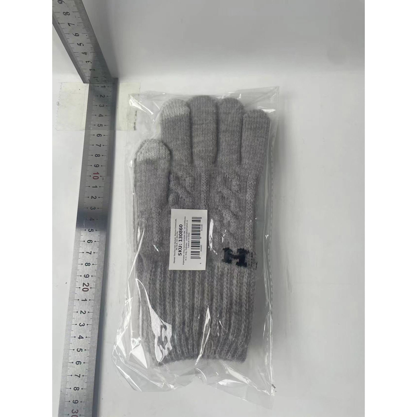 Manusi Touchscreen Barbati, Marime Universala, din Acril, Gri deschis-1