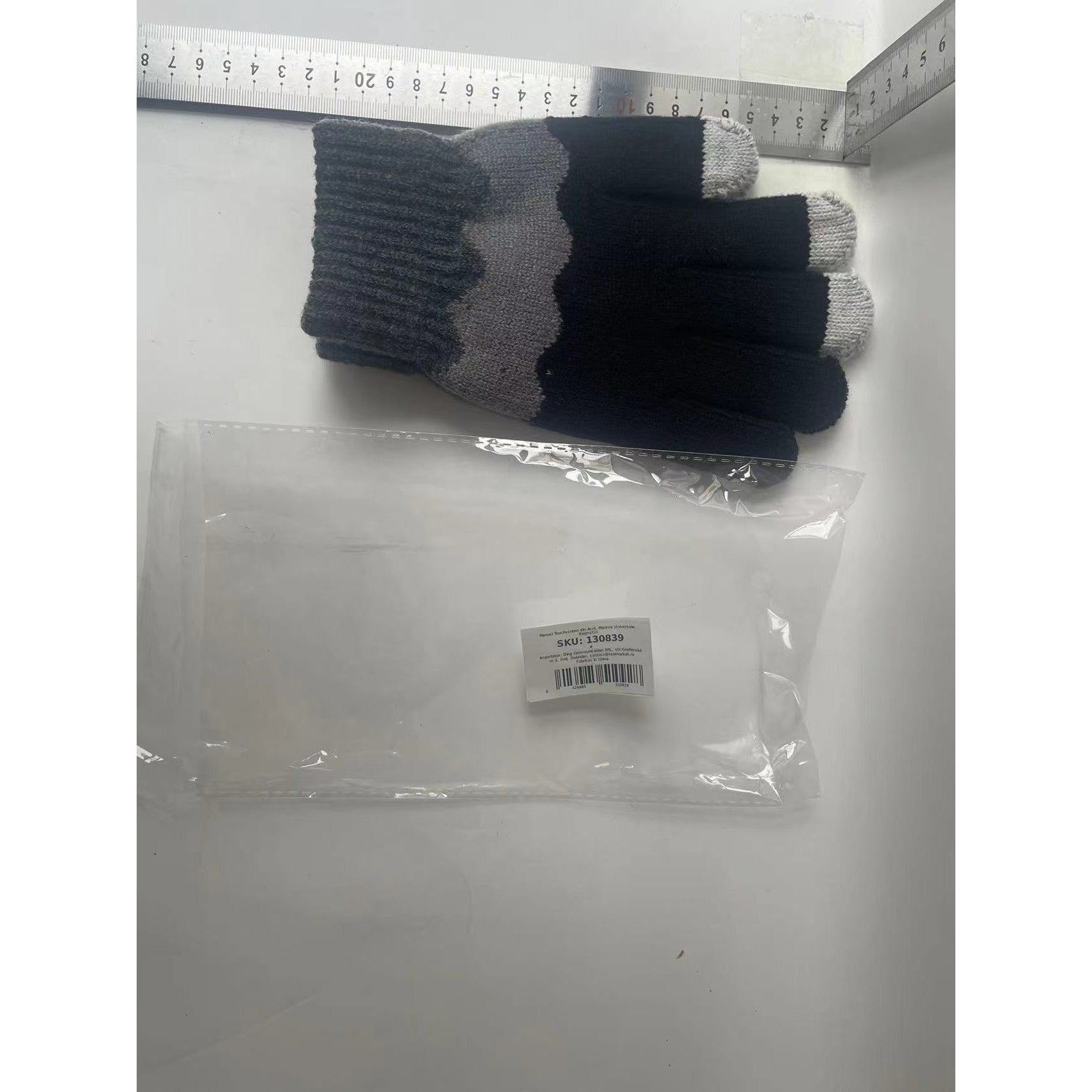 Manusi Touchscreen din Acril, Marime Universala, Gri/Alb-1
