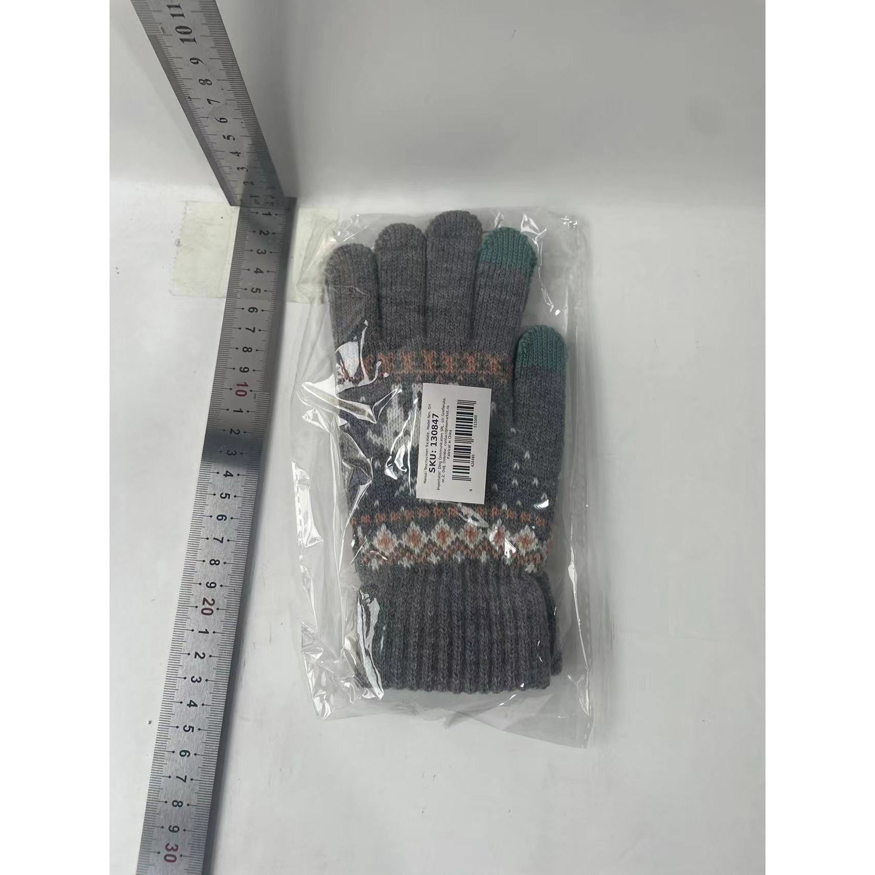 Manusi Touchscreen Tricotate, Model Ren, Gri-1